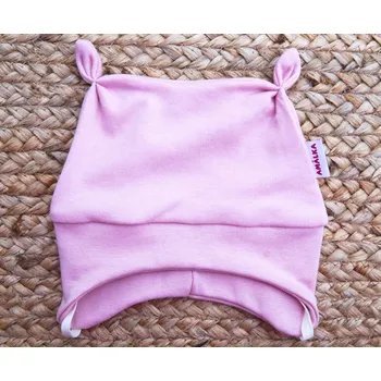 Kojenecká čepice AMÁLKA Elastická zavazovací čepička, růžová Velikost: 56-62