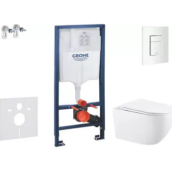 WC sada Grohe Rapid SL - Set předstěnové instalace, klozetu Gaia sedátka softclose, tlačítko Skate Cosmopolitan, alpská bílá SANI11BA3102
