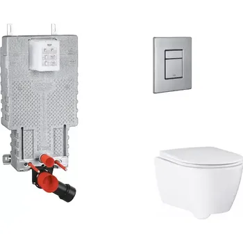 WC sada Grohe Uniset - Set předstěnové instalace, klozetu, sedátka SoftClose a tlačítka Skate Cosmopolitan, kartáčovaná nerezová ocel SANI15BB2112