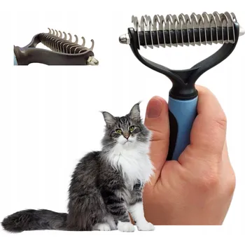 Péče o srst a drápky Hřeben pro psy a kočky, trimovací nůž na odstranění zacuchané srsti a podsady, 17 břitů