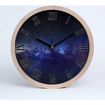 Hodiny Tichá nástěnná dřevěná hodina Mléčná dráha fi 25 cm