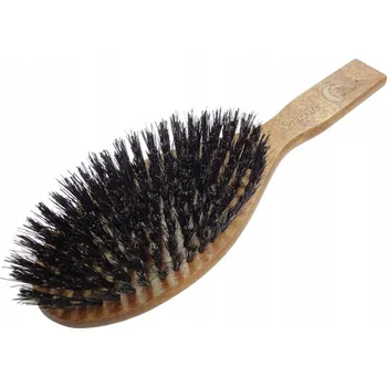 kartáč na vlasy Dřevěný plochý kartáč na vlasy s kančími štětinami v rukojeti Gorgol