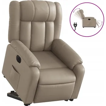 Křeslo Rozkládací polohovací křeslo, elektrické, cappuccino, ekokůže