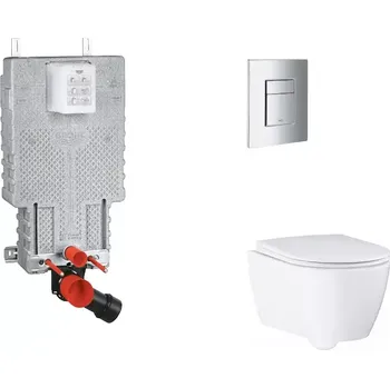 WC sada Grohe Uniset - Set předstěnové instalace, klozetu, sedátka SoftClose a tlačítka Skate Cosmopolitan, chrom SANI15BB2110