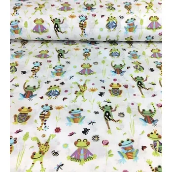Bavlněná látka žabky plátno 140cm | RTex