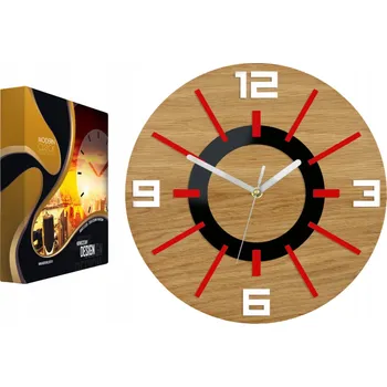 Hodiny Nástěnné hodiny dřevěné dubové akrylové Alladyn Wood Red Mirror Kulatý