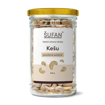 ŠUFAN s.r.o. Kešu pražené solené ve skle - 500 g