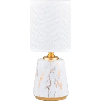 Lampička Zuma Line HS8605-WH - Stolní lampa 1xE14/40W/230V bílá/zlatá/dekor mramoru