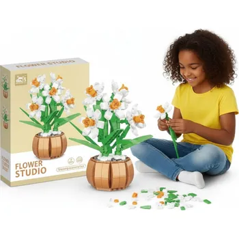 ostatní stavebnice STAVEBNICE SADA 550 DÍLŮ PRVKŮ KYTICE NARCIS V KVĚTINÁČI