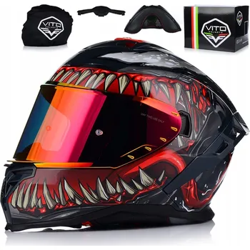Helma na motorku MOTOCYKLOVÁ PŘILBA | VITO PRESTO MONSTER | INTEGRÁLNÍ + REVO VIZOR + SLUNEČNÍ CLONA