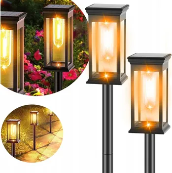 Venkovní osvětlení 2x ZAHRADNÍ SOLÁRNÍ LAMPA DEKORATIVNÍ LUCERNA ZAPICHOVACÍ SLOUPEK FILAMENT