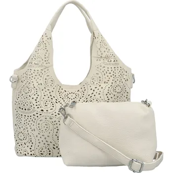Stylový dámský koženkový set kabelek Ambrózia, krémová