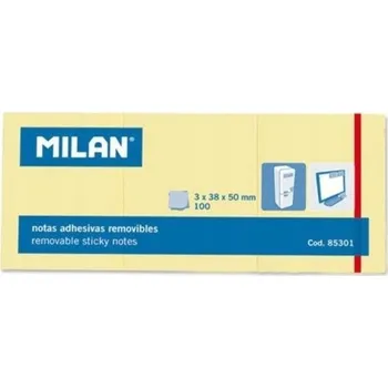 Samolepící bloček Samolepicí bločky 3x38x50 mm/100 listů žluté MILAN
