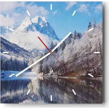 Hodiny Nástěnné hodiny do kuchyně 30x30 Zima Stylové hodiny na skle Loft Tiché