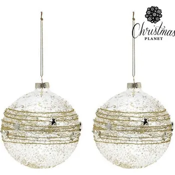 Vánoční dekorace 2249 Vánoční koule Christmas Planet 2386 10 cm (2 uds) Sklo Zlatá