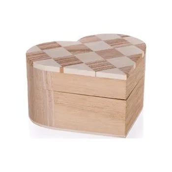 Úložný box Vetro Krabička dřevěná CHESS 10,7x10 x 6 cm, srdce