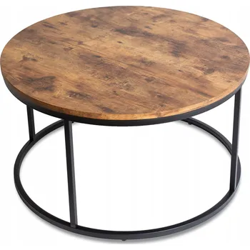 Konferenční stolek Konferenční Stolek Kulatý Malý Obývací Pokoj Dub Rustikální Černý TIM MAX