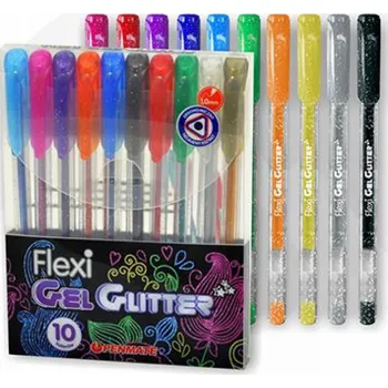 PROPISKA Školní pro studenty na poznámky GELOVÁ S třpytkami Sada 10 barev