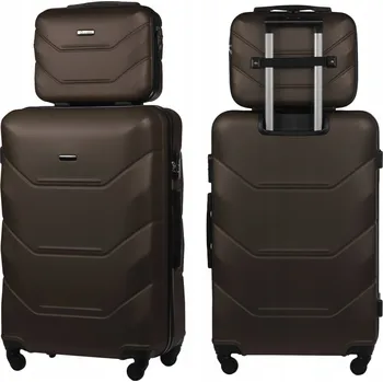 Tvrdý kufr DIAMOND sada velký bordó s kosmetickým kufříkem, 4 kolečka