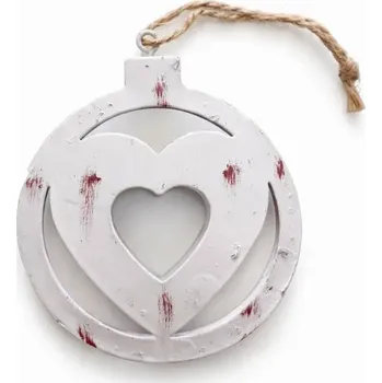 Velikonoční dekorace DECOLED Vánoční ozdoba na stromeček srdce v kolečku 9,5 cm, kovová s patinou, k zavěšení