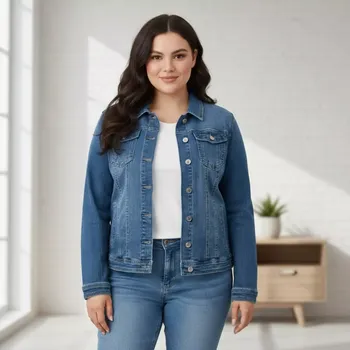 Dámská casual bunda Džínová dámská nadměrná bunda modrá Sunbird