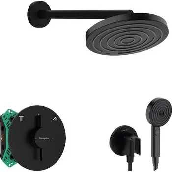 Hansgrohe - Sprchový set s baterií pod omítku, s tělesem, průměr 26 cm, 3 proudy, matná černá SANI21HHH400