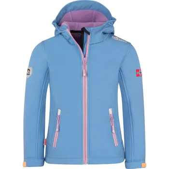 Dívčí bunda DĚTSKÁ DÍVČÍ ZATEPLENÁ SOFTSHELLOVÁ BUNDA TROLLKIDS TROLLFJORD, CORNFLOWER / VIOLET SORBET Velikost: 128