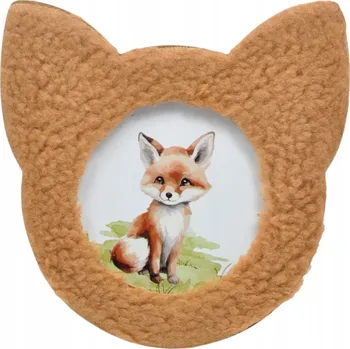 Obraz Plyšový rámeček na fotografii 10x10 cm liška hnědá 16x16x1,5 cm