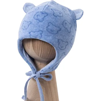 Čepice Eevi Dětská velurová čepice LITTLE JOY modrá - 68