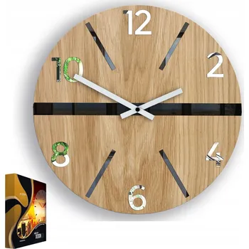 Hodiny Nástěnné hodiny dřevěné dubové akrylové King Wood Kulatý Quartzové