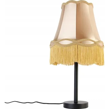 Lampička Klasická stolní lampa černá se stínidlem ve stylu granny ve zlaté barvě