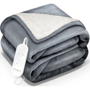 Elektrická vyhřívací deka, 200 x 180 cm, s automatickým vypínáním, světle šedá - A SINNLEIN