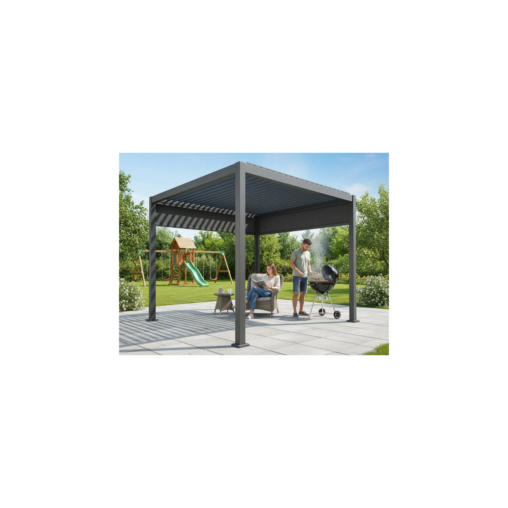 Fotografie 1 - Pergola Lanit Plast Bioclimatic 33 Premium 2,88 x 2,88 x 2,53 m antracit