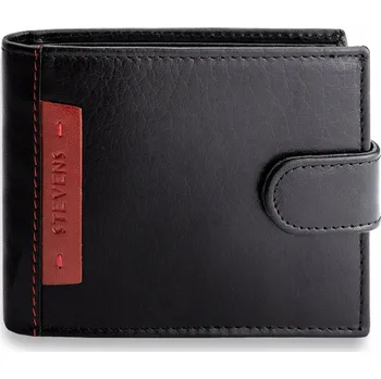 Peněženka Pánská Kožená Peněženka STEVENS RFID Pravá Kůže Horizontální Černá