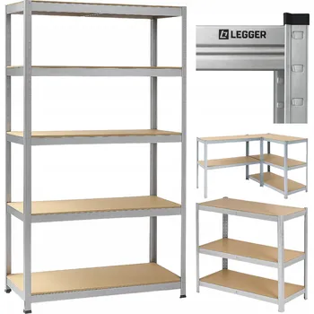 Dílenský regál Kovový skladový regál legger - 5 polic - nosnost 875 kg - 180x90x40 cm