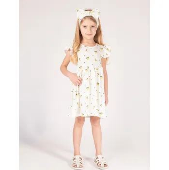 Dívčí šaty Dívčí citronové šaty Nicol s krátkým rukávem, vel. 122
