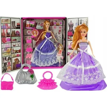 Panenka Panenka Fialové Balové Šaty Kabelka Lodičky Bižuterie