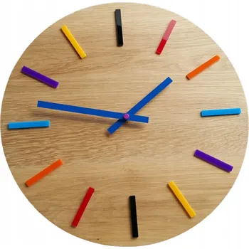 Hodiny Nástěnné hodiny dřevěné dubové akrylové Color Full Wood Kulatý Quartzové