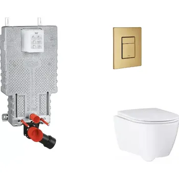 WC sada Grohe Uniset - Set předstěnové instalace, klozetu, sedátka SoftClose a tlačítka Skate Cosmopolitan, kartáčovaný Cool Sunrise SANI15BB4116