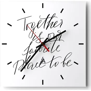 Hodiny Velké nástěnné hodiny 40x40 Typografie Skleněné hodiny Tiché