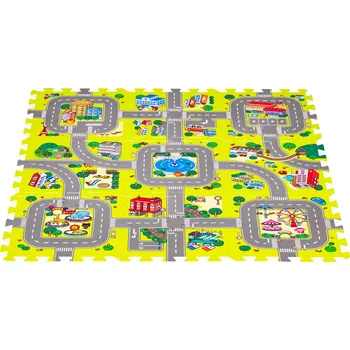 Hračka IPLAY 0395 Pěnové puzzle Město, 90,5 × 90,5 cm, 9 dílů