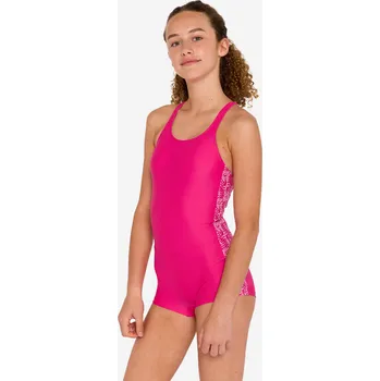Dívčí oblečení DECATHLON Dívčí plavky jednodílné s kraťasy 100 Vega 7 LET RŮŽOVÁ