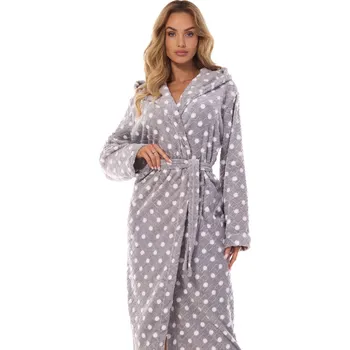 Dámský župan Dámský dlouhý župan L&L 2406 Dots long XL Šedá