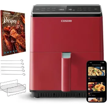 fritéza Cosori Dual Blaze 6,4 l SMART + 5 × špíz a gril. rošt, červená