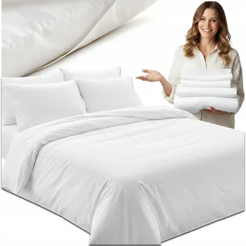 Povlečení HOTELOVÉ POVLEČENÍ BÍLÉ 140X200 BAVLNA 100% + POVLEČENÍ NA POLŠTÁŘ POLSKÝ VÝROBEK
