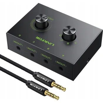 LiNKFOR 4portový stereo audio přepínač 3,5 mm 4v1