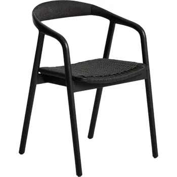 Jídelní židle Kave Home Černá dubová židle Derile s výpletem