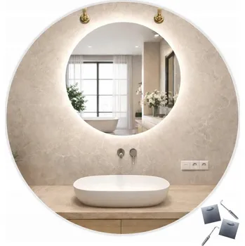 Zrcadlo ZRCADLO OKRĄGŁE LED 60 cm SZLIFOWANE PODSVÍCENÉ ZRCADLO KOUPELNOVÉ ZRCADLO