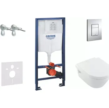 WC sada Grohe Rapid SL - Set předstěnové instalace, klozetu a sedátka Villeroy & Boch, tlačítka Skate Cosmopolitan, chrom 38528SET-KB