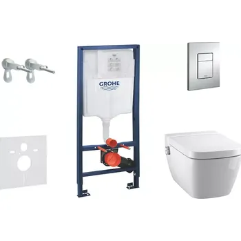 WC sada Grohe Rapid SL - Set předstěnové instalace, sprchovací toalety a sedátka Tece, tlačítka Skate Cosmo, Rimless, SoftClose, chrom 38528SET-KT